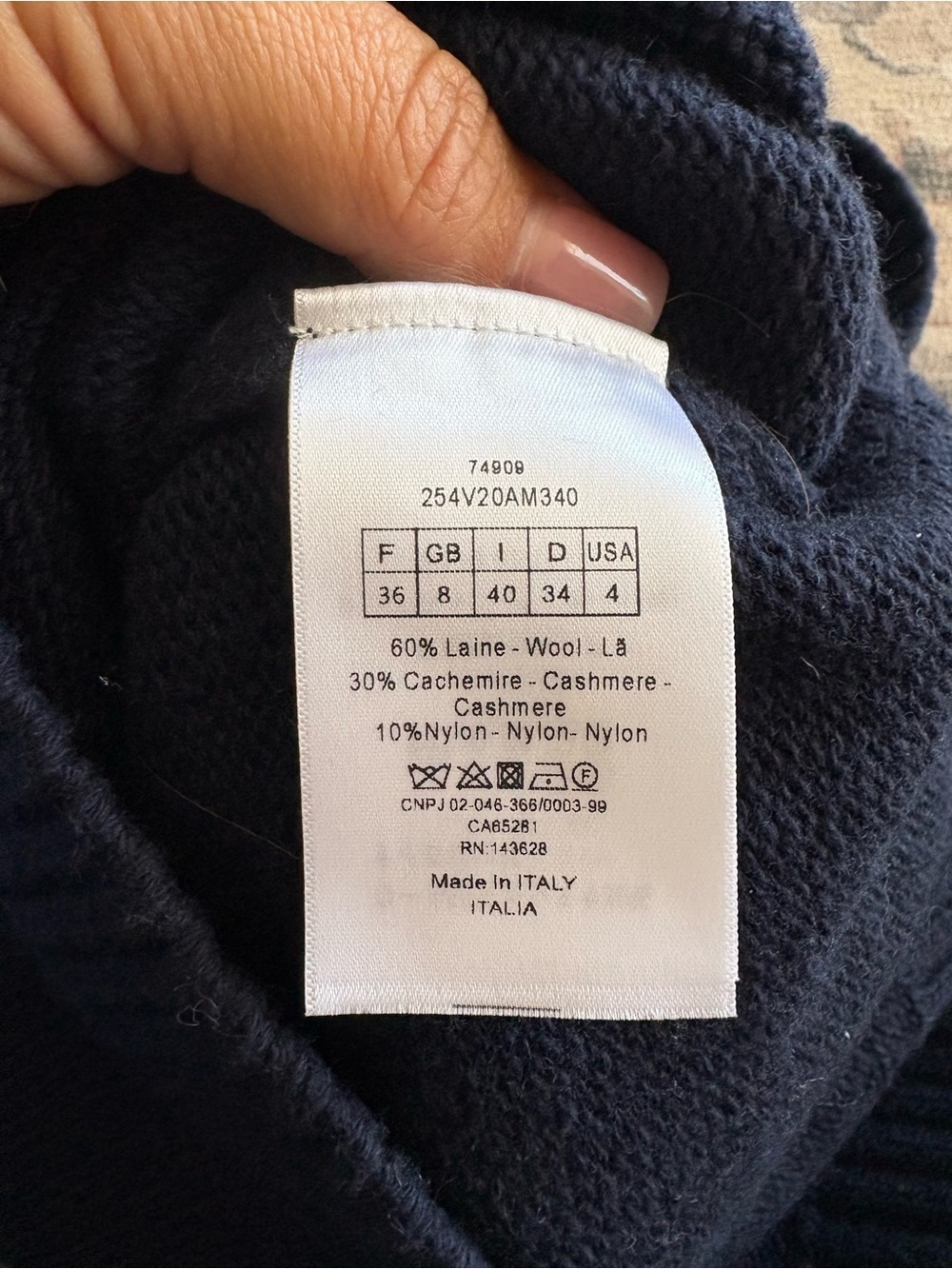Christian Dior Paris Navy Wool
Cashmere Logo Star Bee Sweater
Size FR 36 / US 4 - Picture 3 of 4